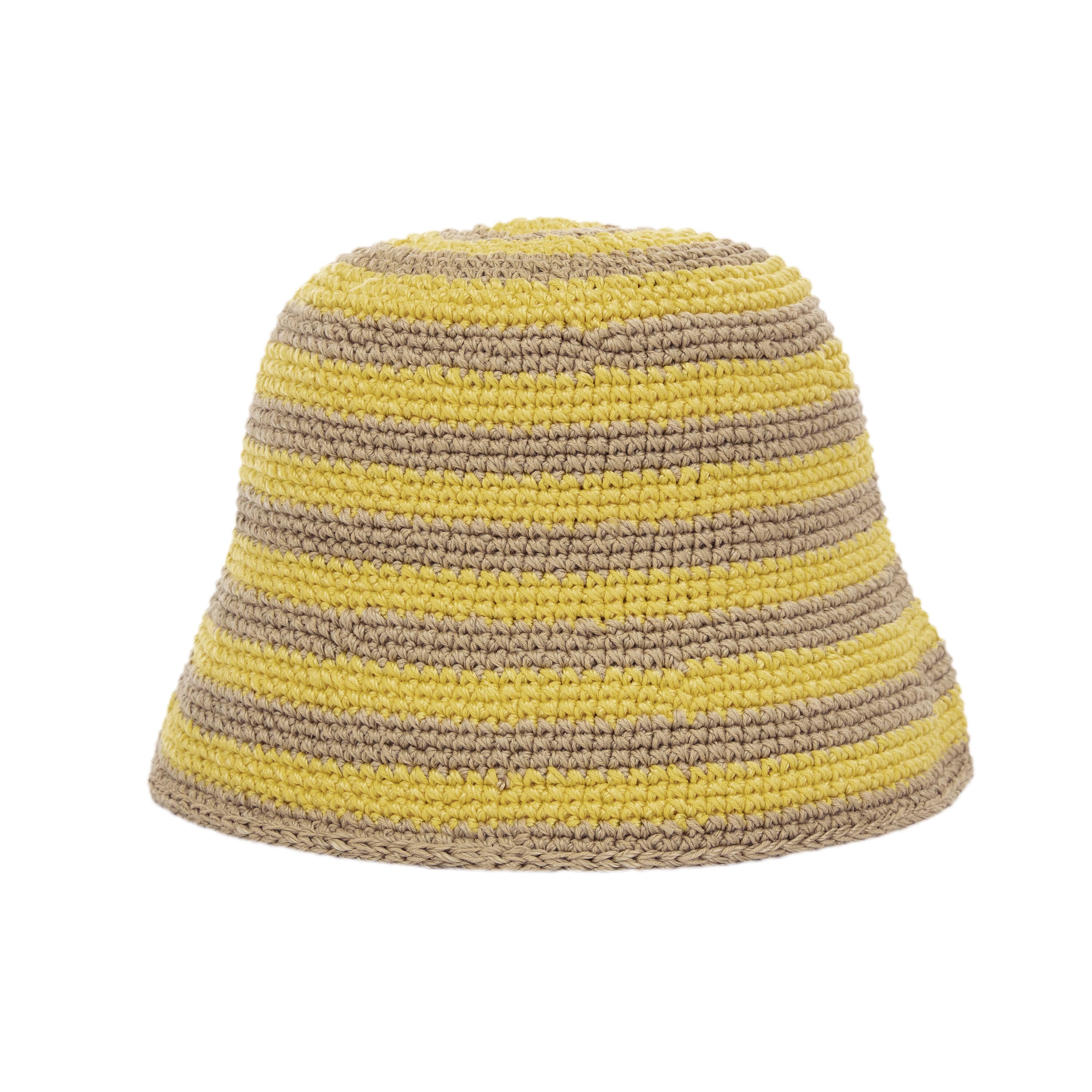 The Sak Lanie Bucket Hat - Hand Crochet - Lemon Drop Stripe