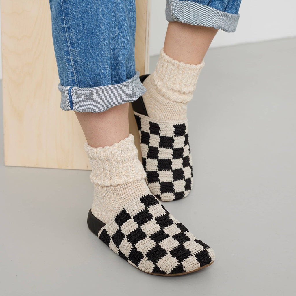 The Sak Bolinas Clog - Hand Crochet - Black Check