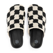 Bolinas Clog - Hand Crochet - Black Check