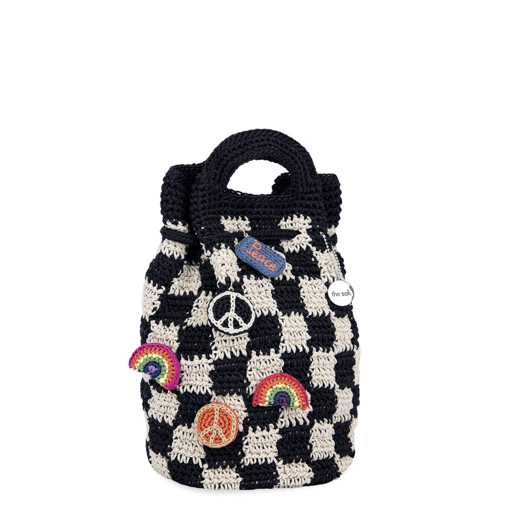 The Sak Dylan Small Backpack - Hand Crochet - Black Check