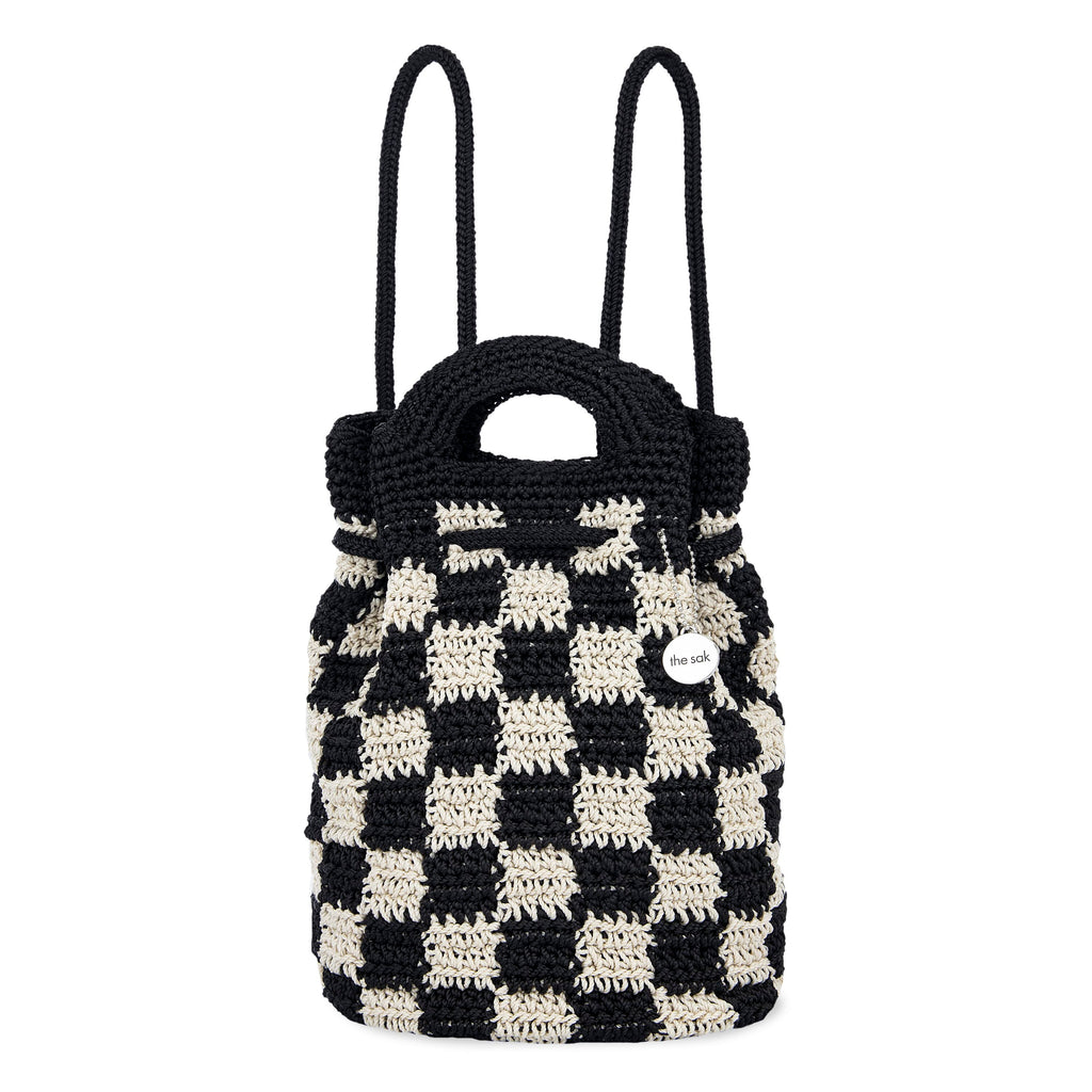 The Sak Dylan Small Backpack - Hand Crochet - Black Check
