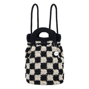 Dylan Small Backpack - Hand Crochet - Black Check