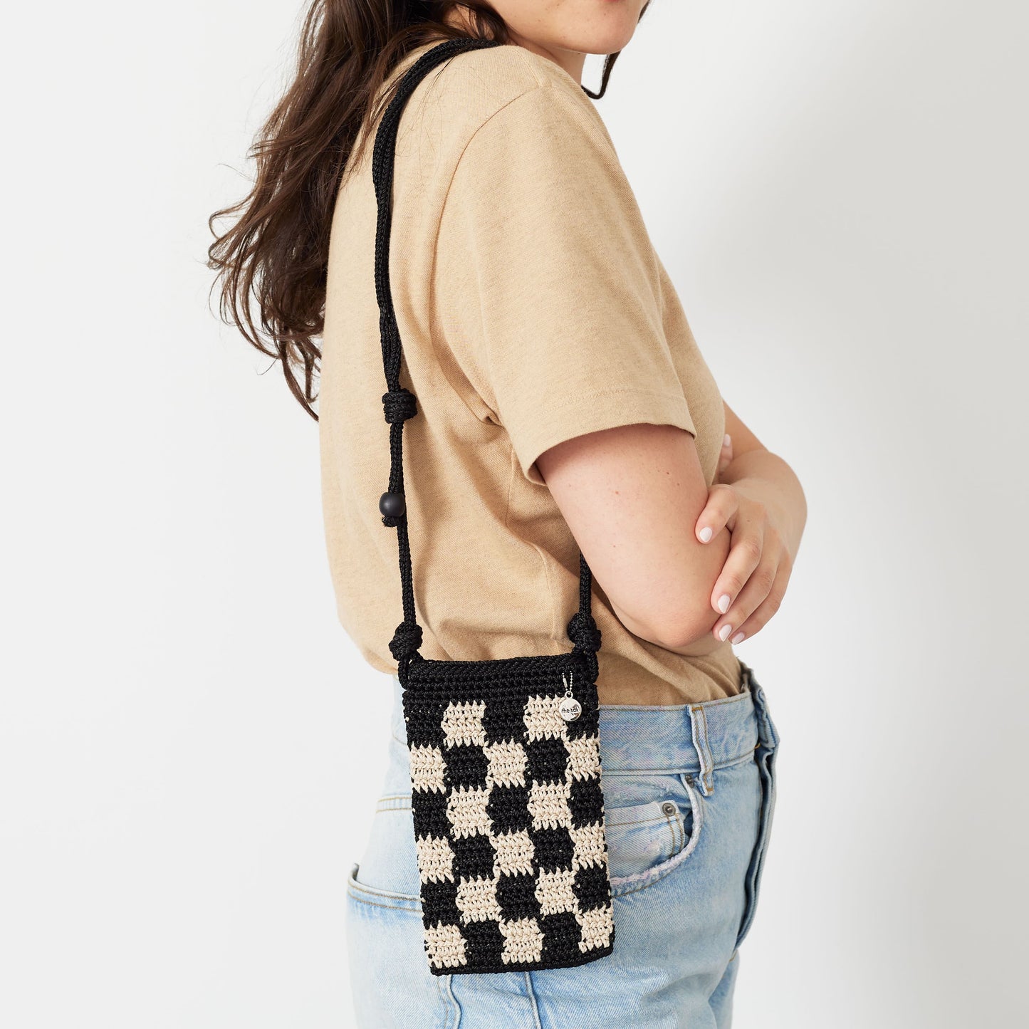 The Sak Josie Mini Crossbody Crochet - |Black Check|