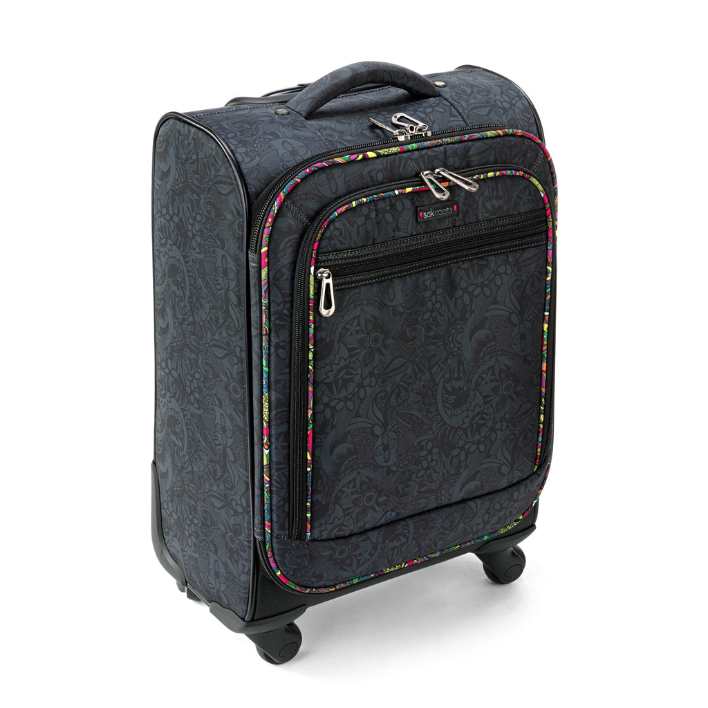 Sakroots On The Go 21" Spinner Luggage Bundle - EcoTwill - Black Rainbow Spirit Desert