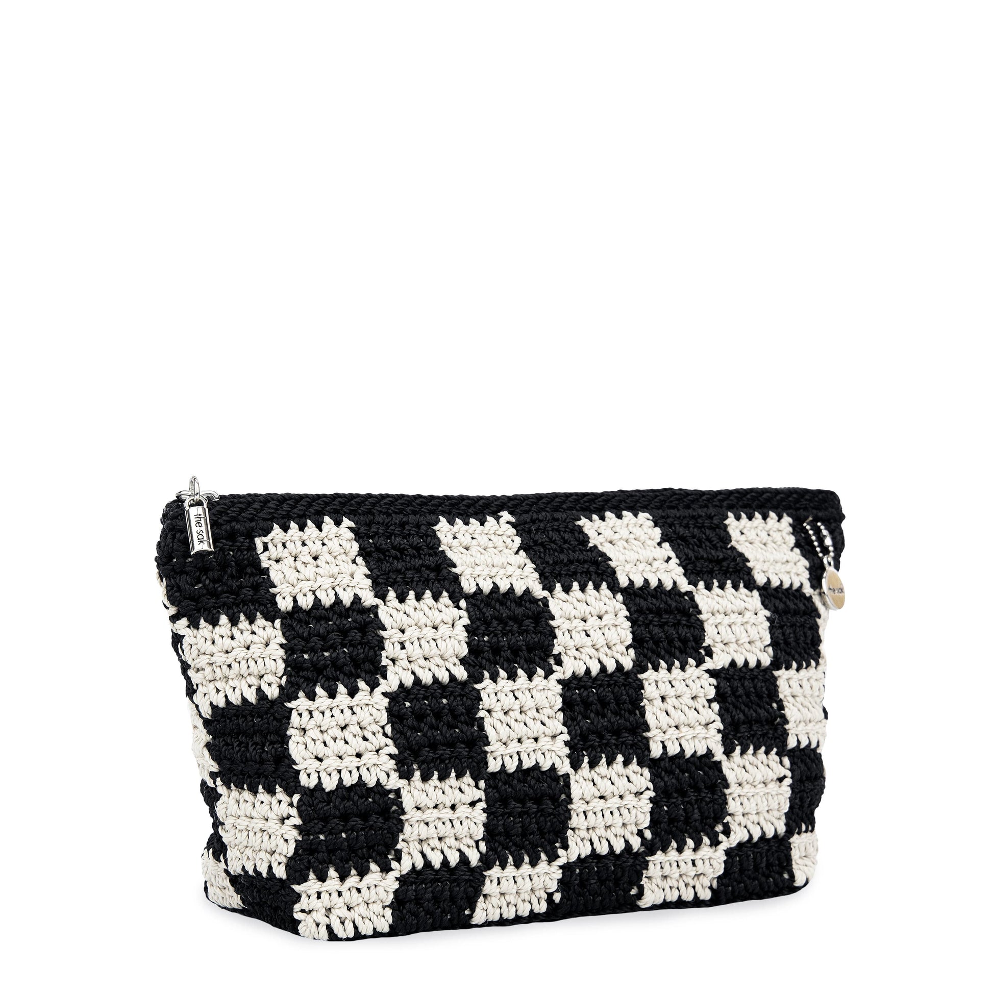 The Sak Essential Medium Pouch Crochet - |Black Check|