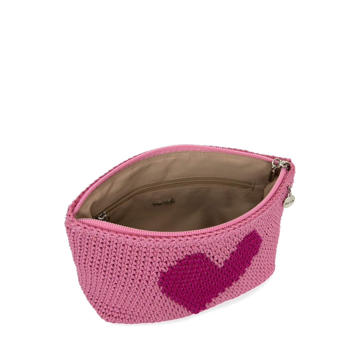 The Sak Essential Medium Pouch Crochet - |Tulip Pink Heart|