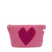 Essential Pouch - Hand Crochet - Tulip Pink Heart