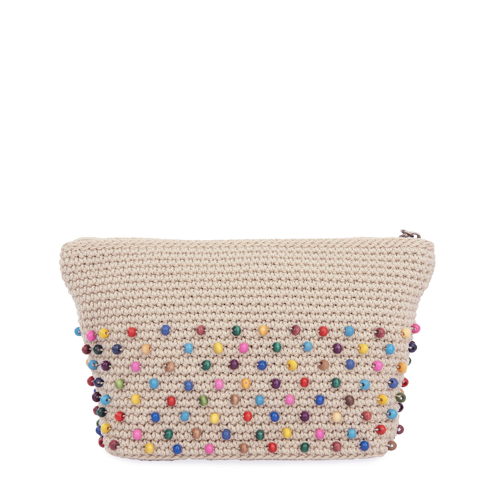 The Sak Essential Medium Pouch Crochet - |Ecru Multi Beads Full|