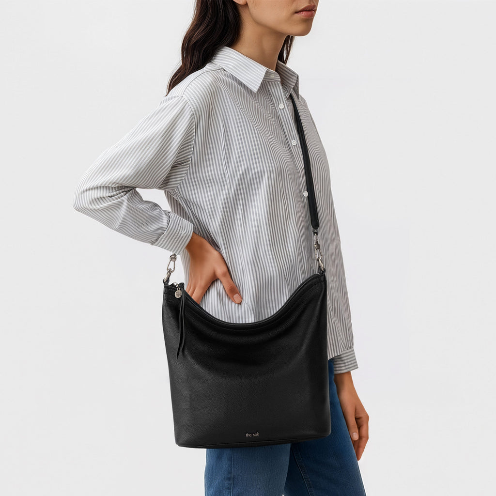 The Sak Jasmine Bucket Crossbody - Leather - Black