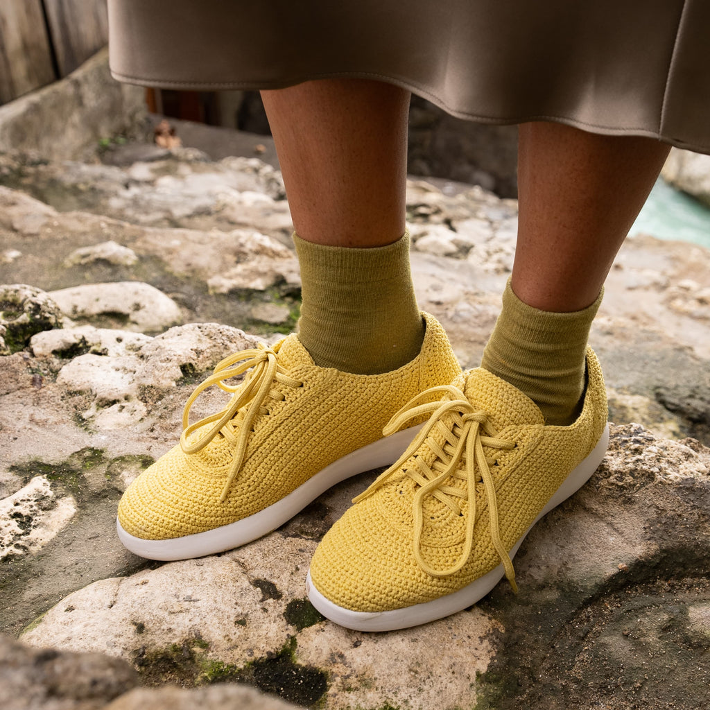 The Sak Asha Sneaker - Hand Crochet - Chartreuse