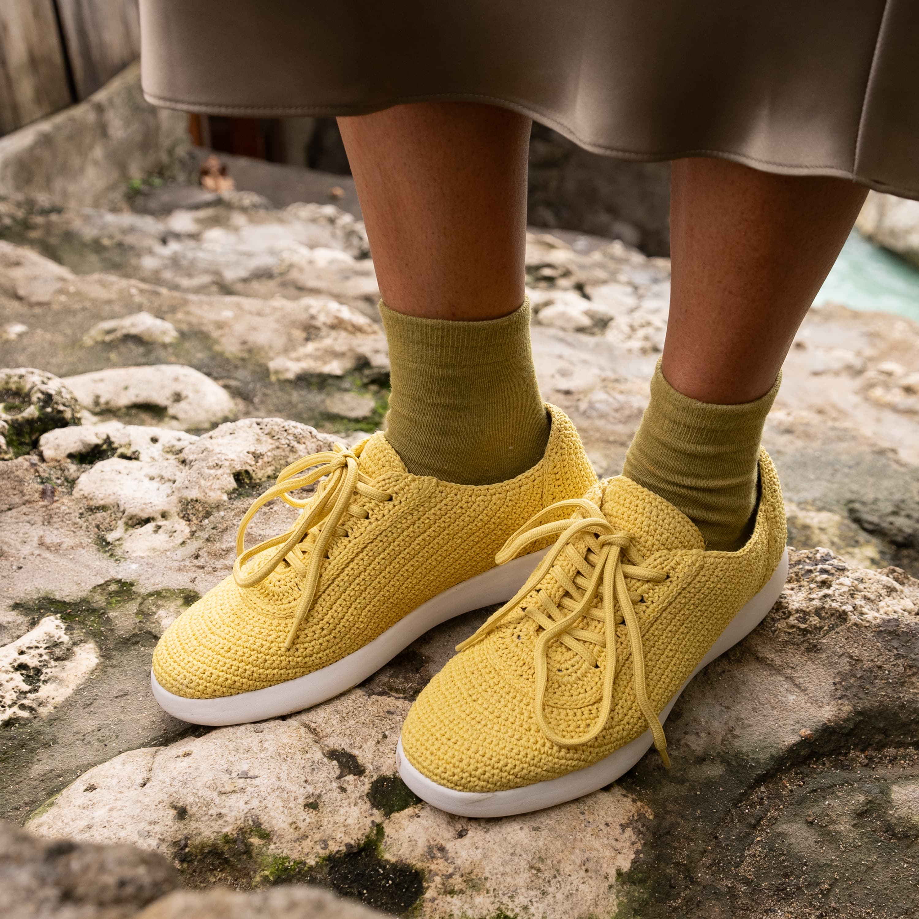 The Sak Asha Sneaker - Hand Crochet - Chartreuse