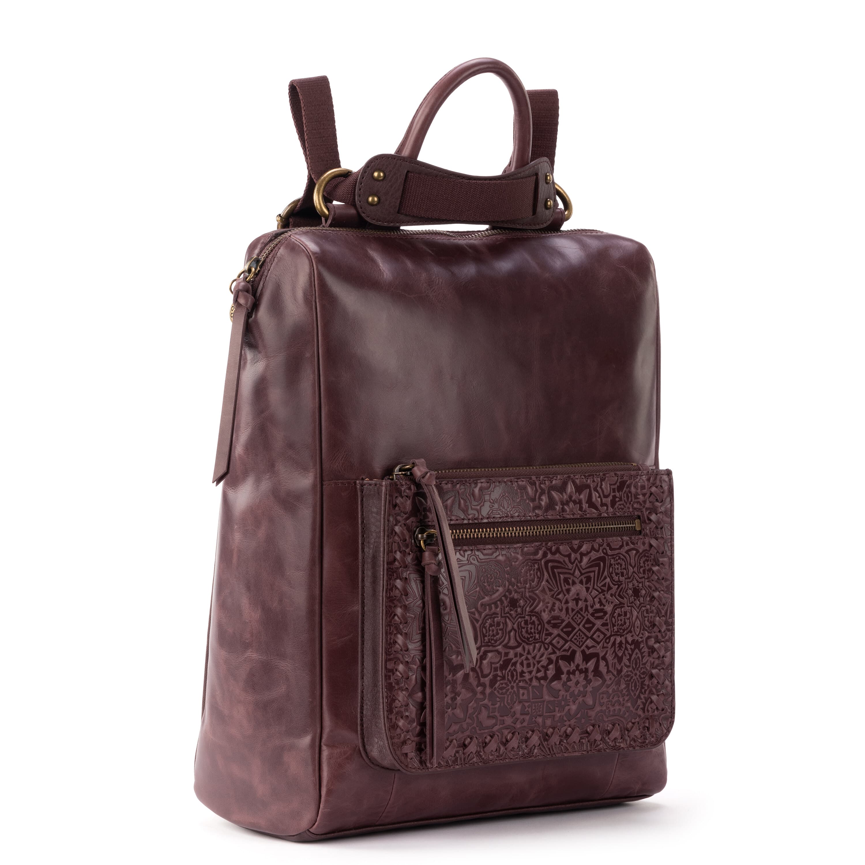 The Sak Loyola Backpack - Leather - Mahogany Tile Embossed