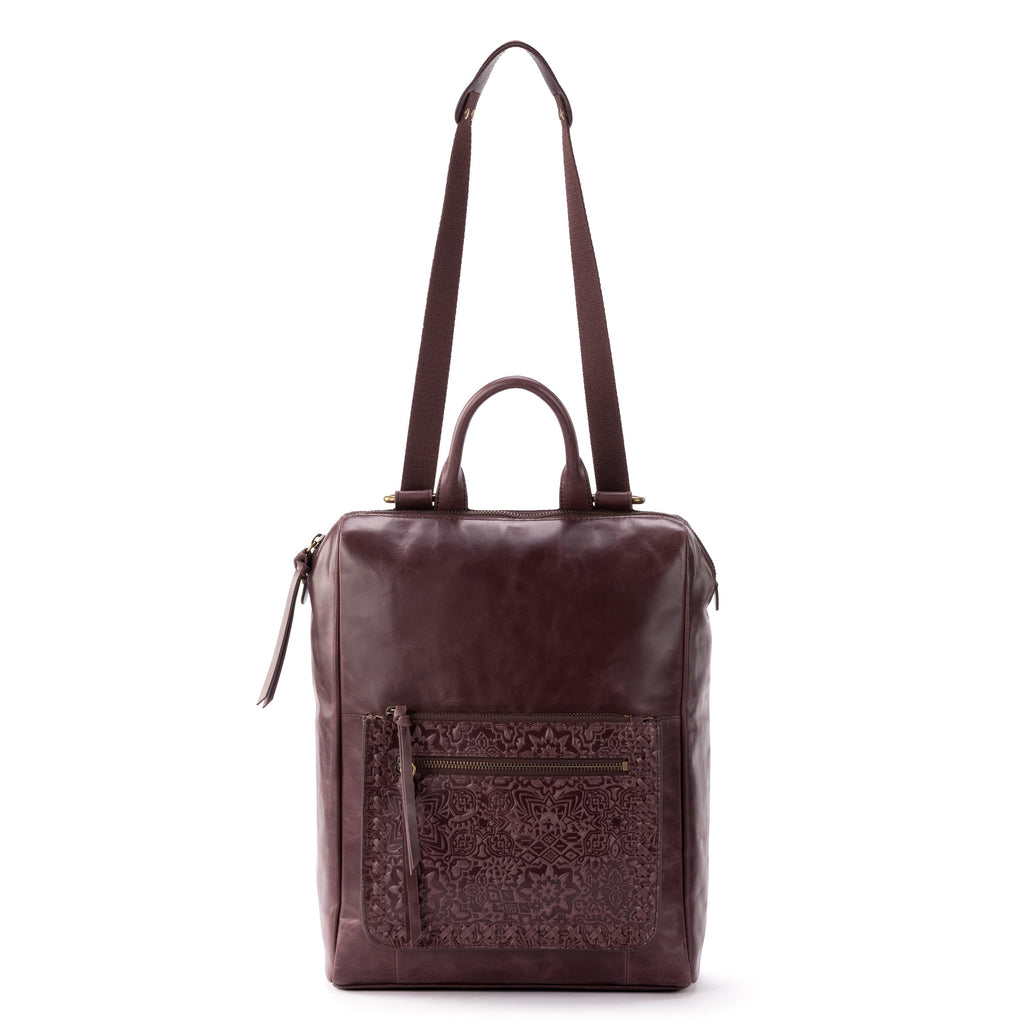 The Sak Loyola Backpack - Leather - Mahogany Tile Embossed