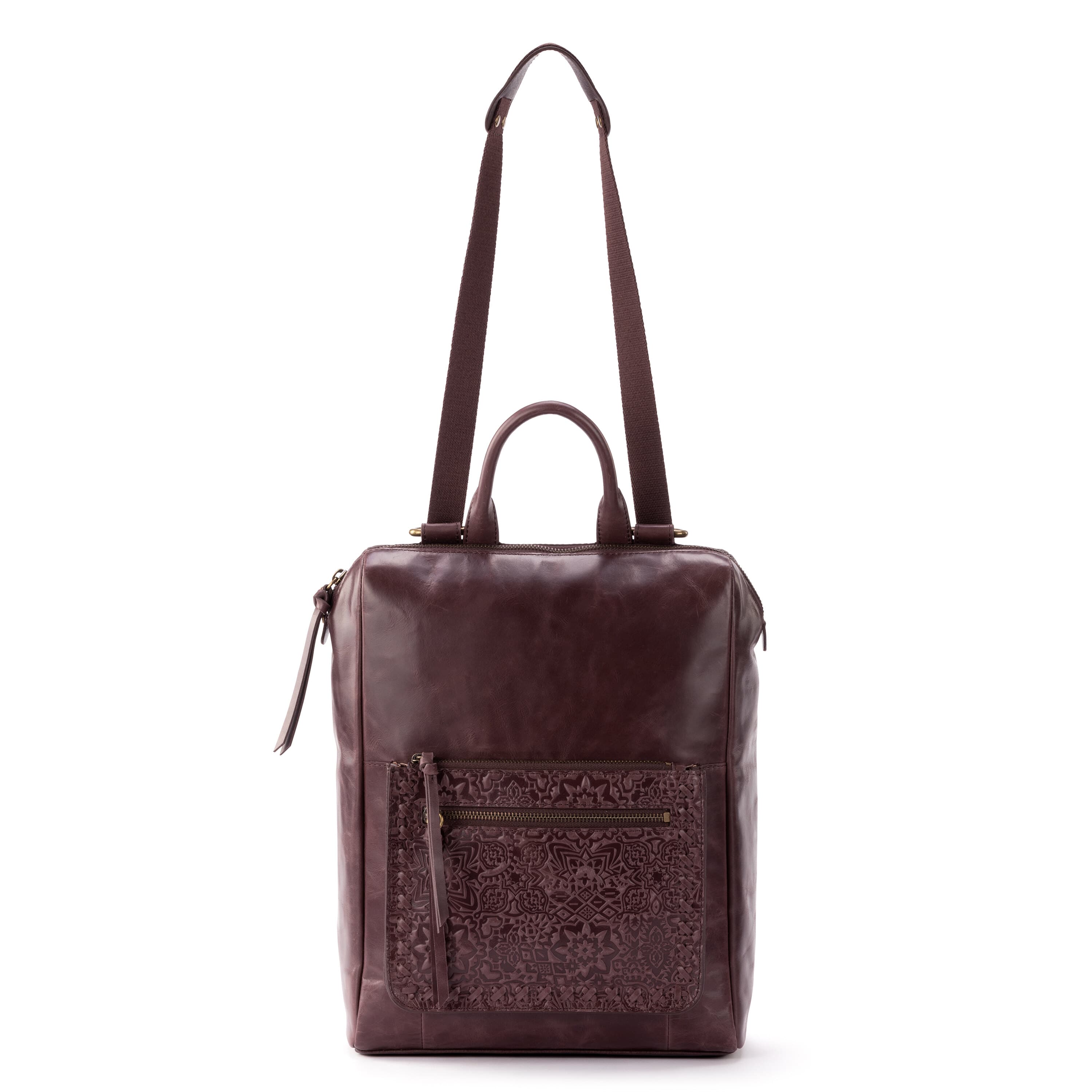 The Sak Loyola Backpack - Leather - Mahogany Tile Embossed