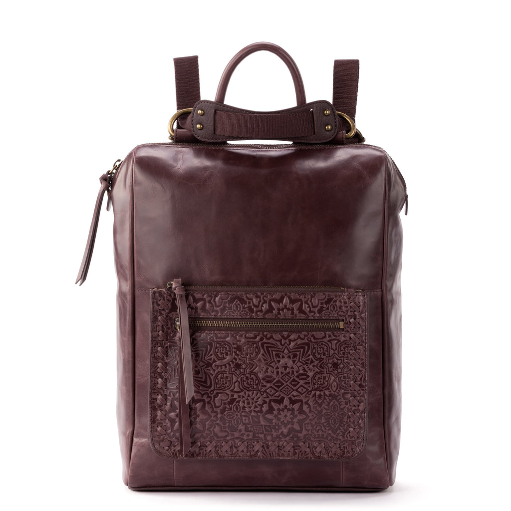 The Sak Loyola Backpack - Leather - Mahogany Tile Embossed
