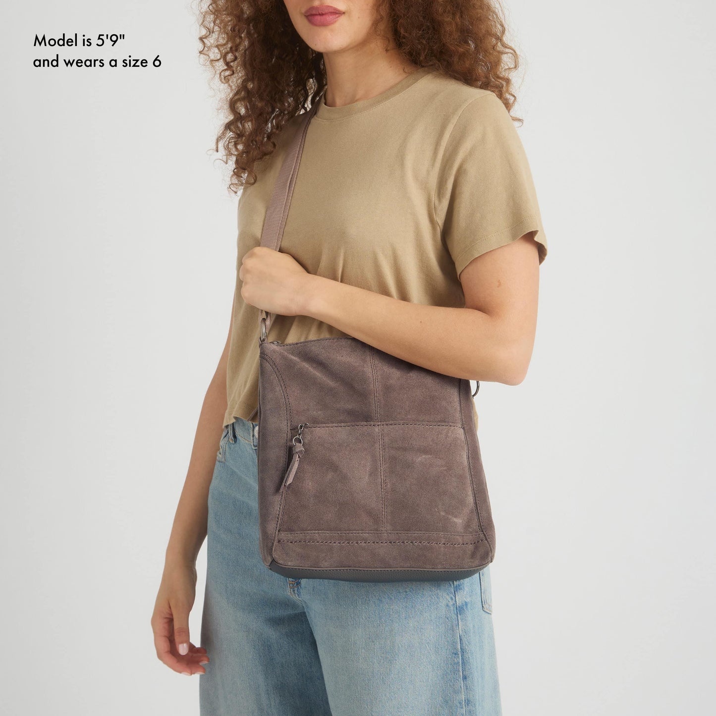 The Sak Lucia Crossbody Leather - |Mushroom Suede|