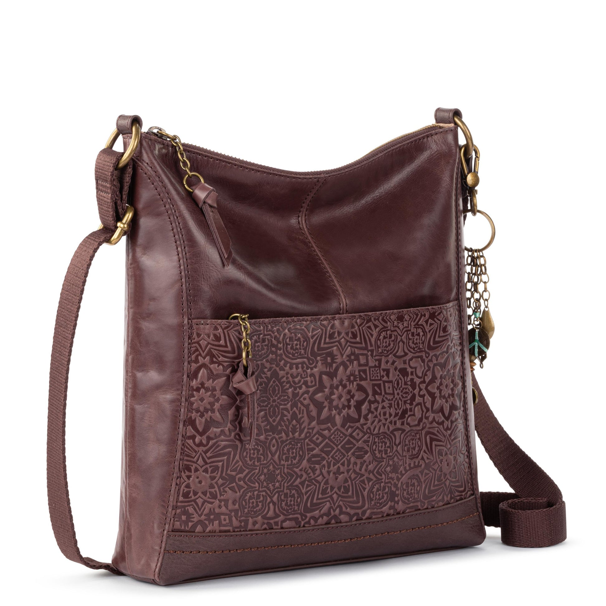 The Sak Lucia Crossbody Leather - |Mahogany Tile Emboss|