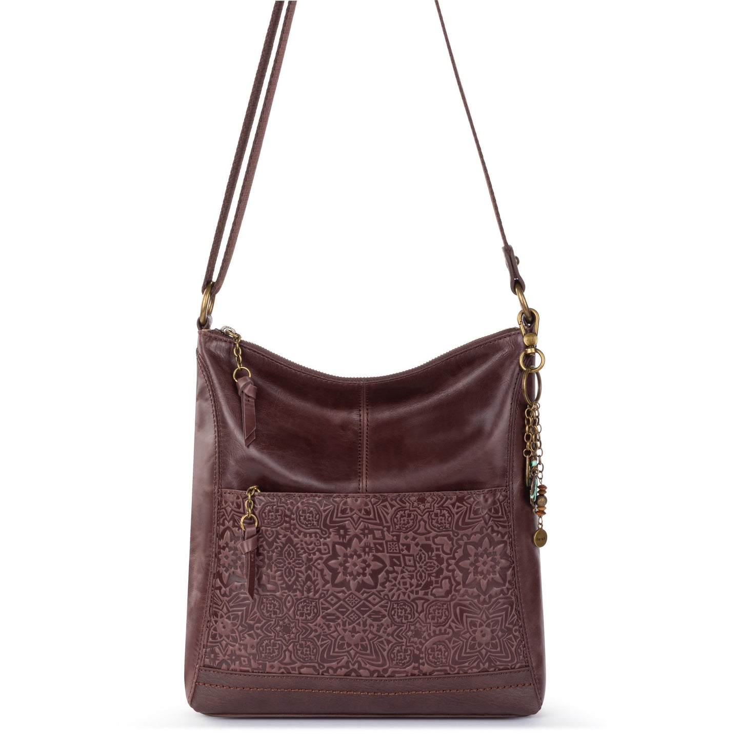 The Sak Lucia Crossbody Leather - |Mahogany Tile Emboss|