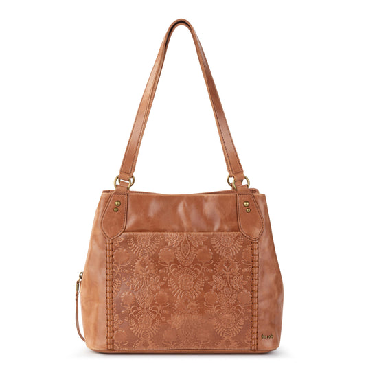 The Sak Melrose Satchel Leather - |Tobacco Floral Embossed|