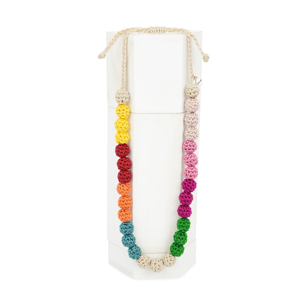The Sak Drea Crochet Bead Necklace - Hand Crochet - Beach Stripe
