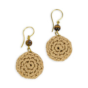 Jasper Disc Earrings - Hand Crochet - Bamboo