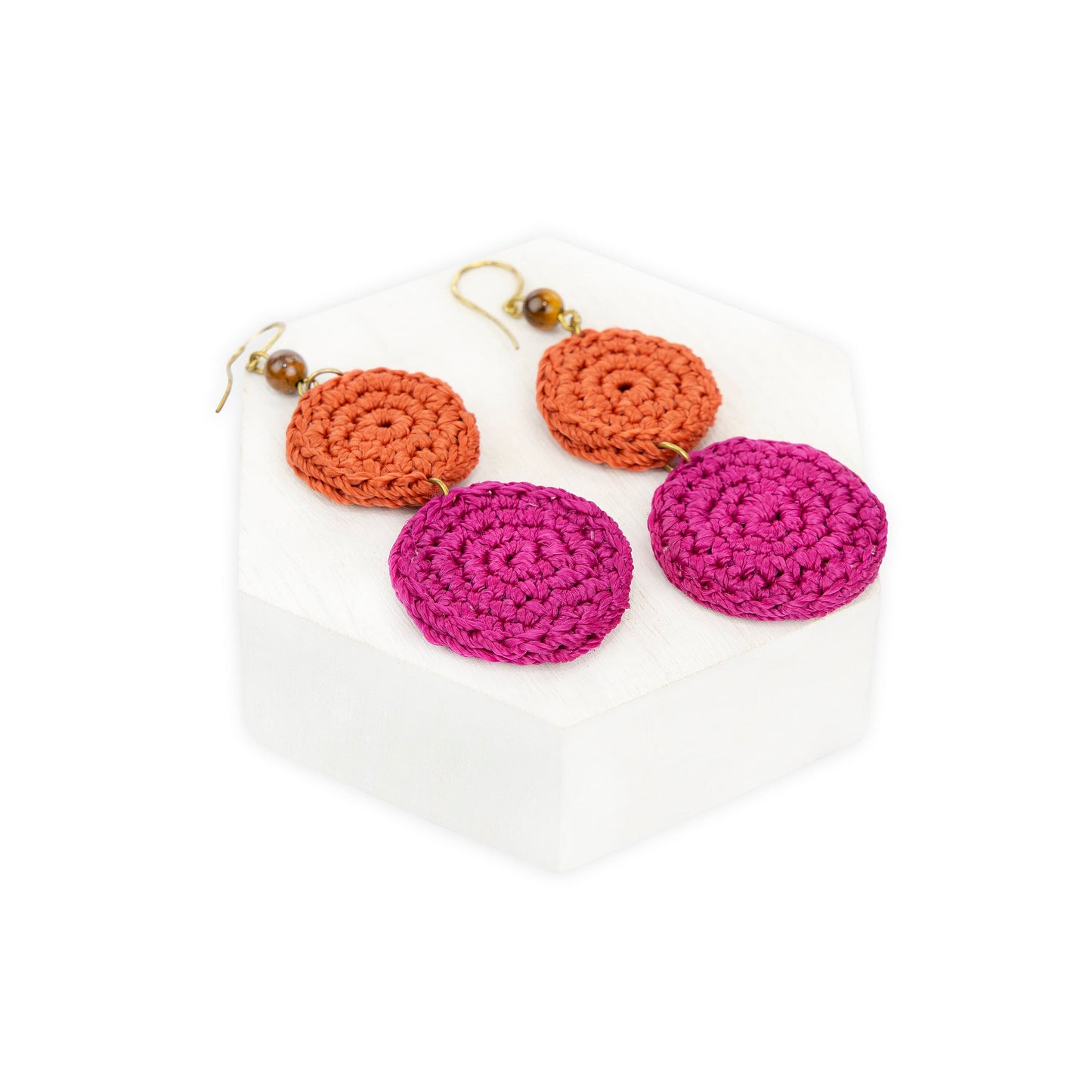 The Sak Jasper Double Disc Earrings - |Pinkberry Cayenne Block|