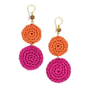 Jasper Double Disc Earrings - Hand Crochet - Pinkberry Cayen Block