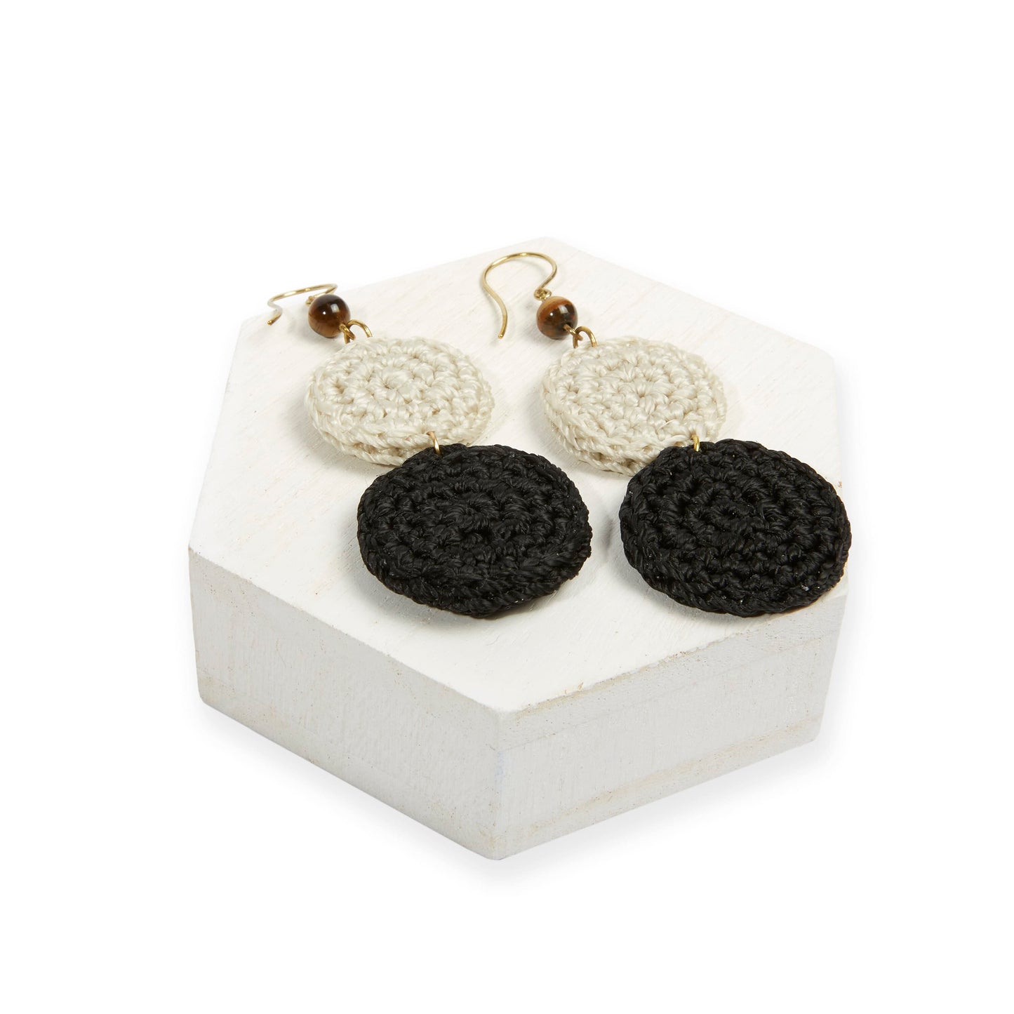 The Sak Jasper Double Disc Earrings - |Black and Natural|