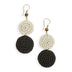 Jasper Double Disc Earrings - Hand Crochet - Black and Natural