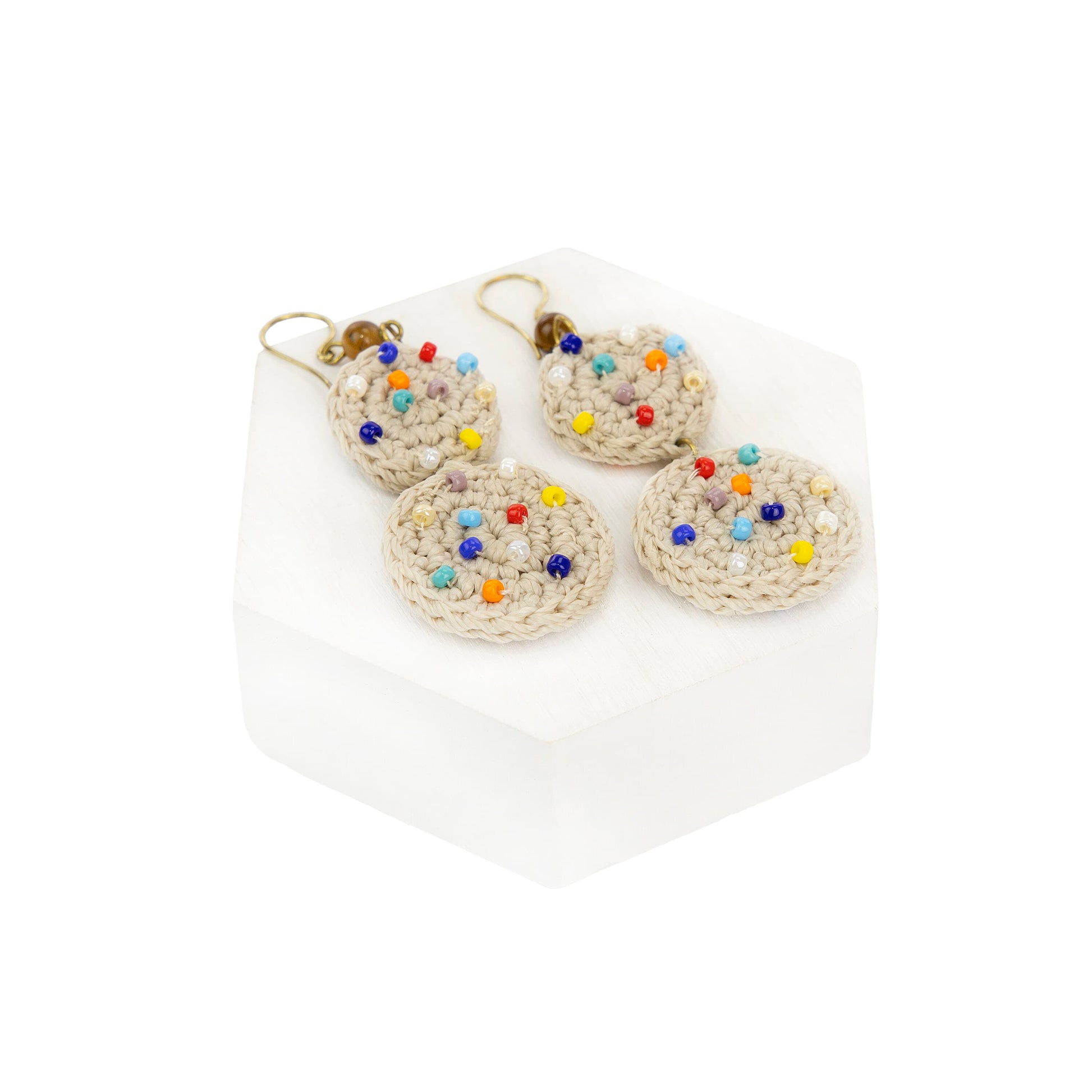The Sak Jasper Double Disc Earrings - |Ecru Multi Beads|