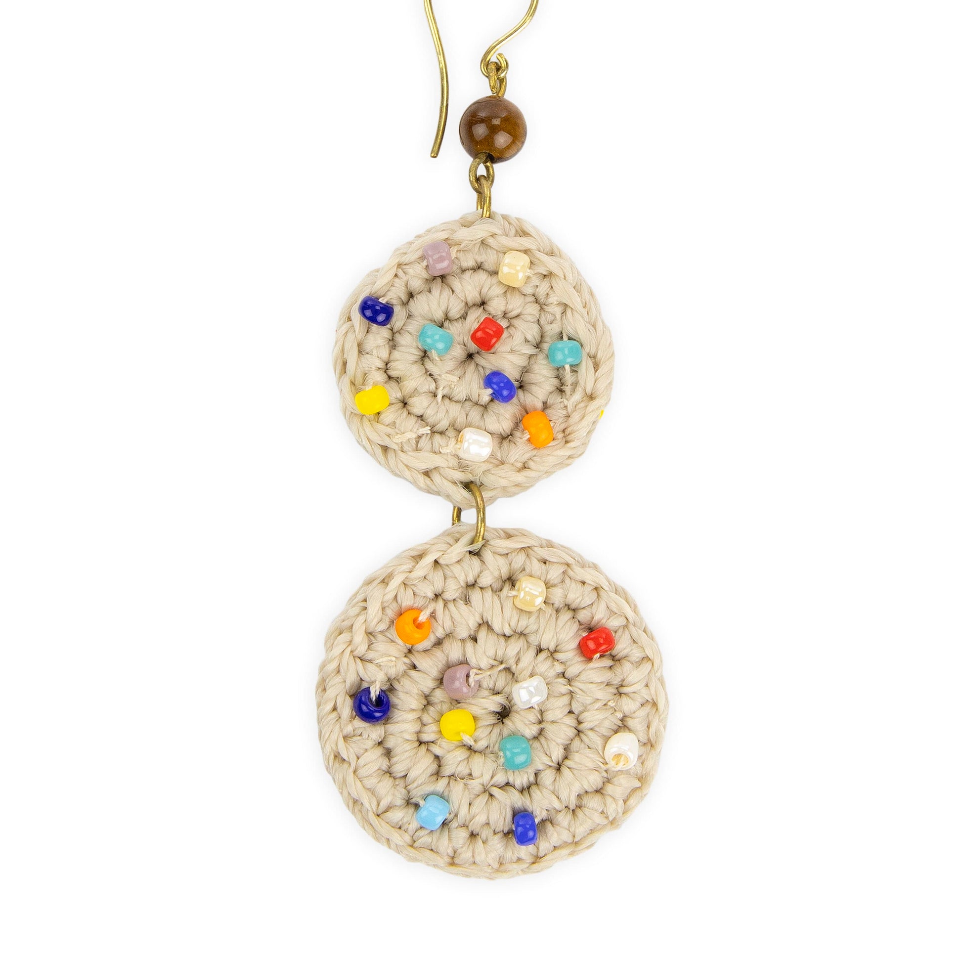 The Sak Jasper Double Disc Earrings - |Ecru Multi Beads|