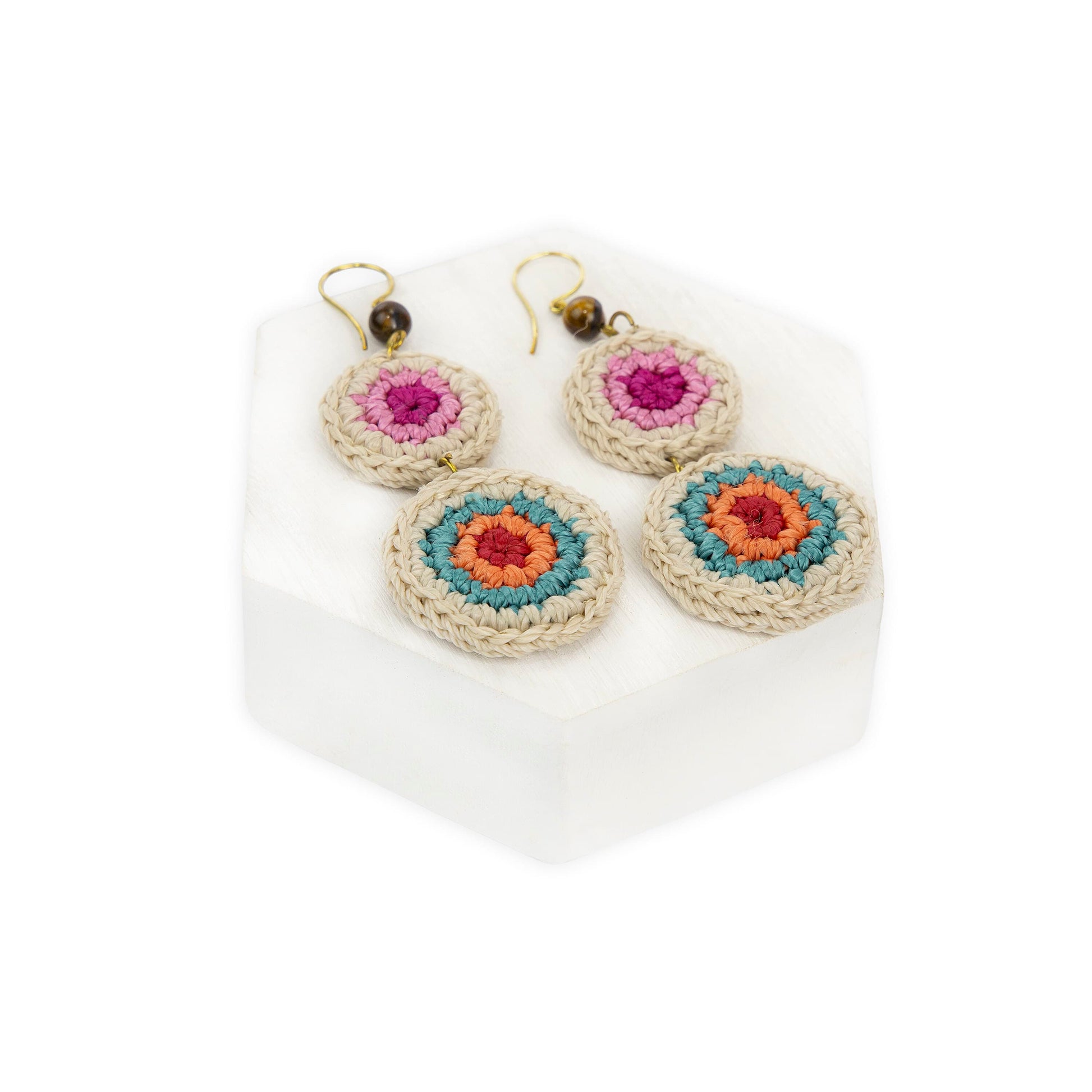 The Sak Jasper Double Disc Earrings - |Beach Stripe|
