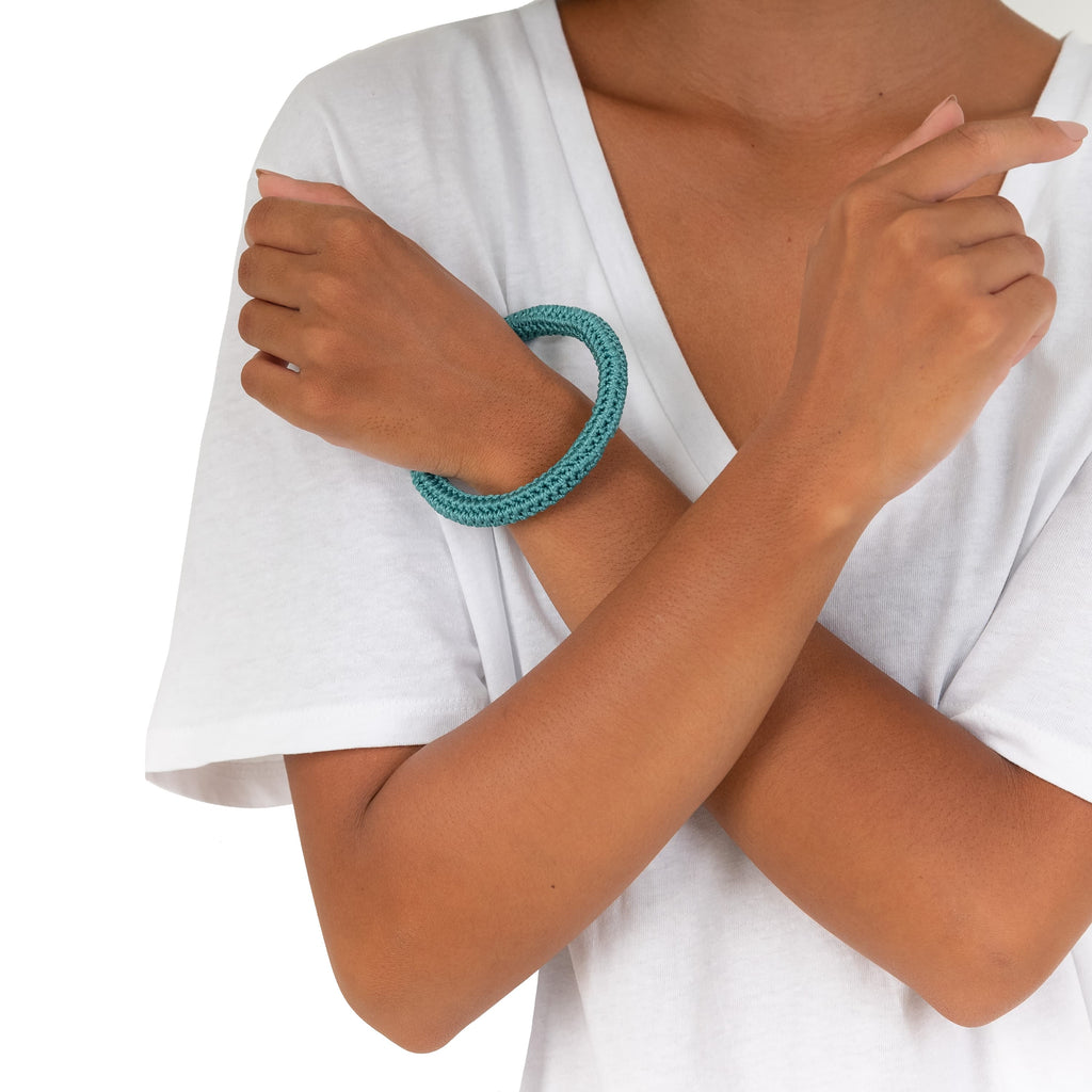 The Sak Finch Bangle - Hand Crochet - Azure