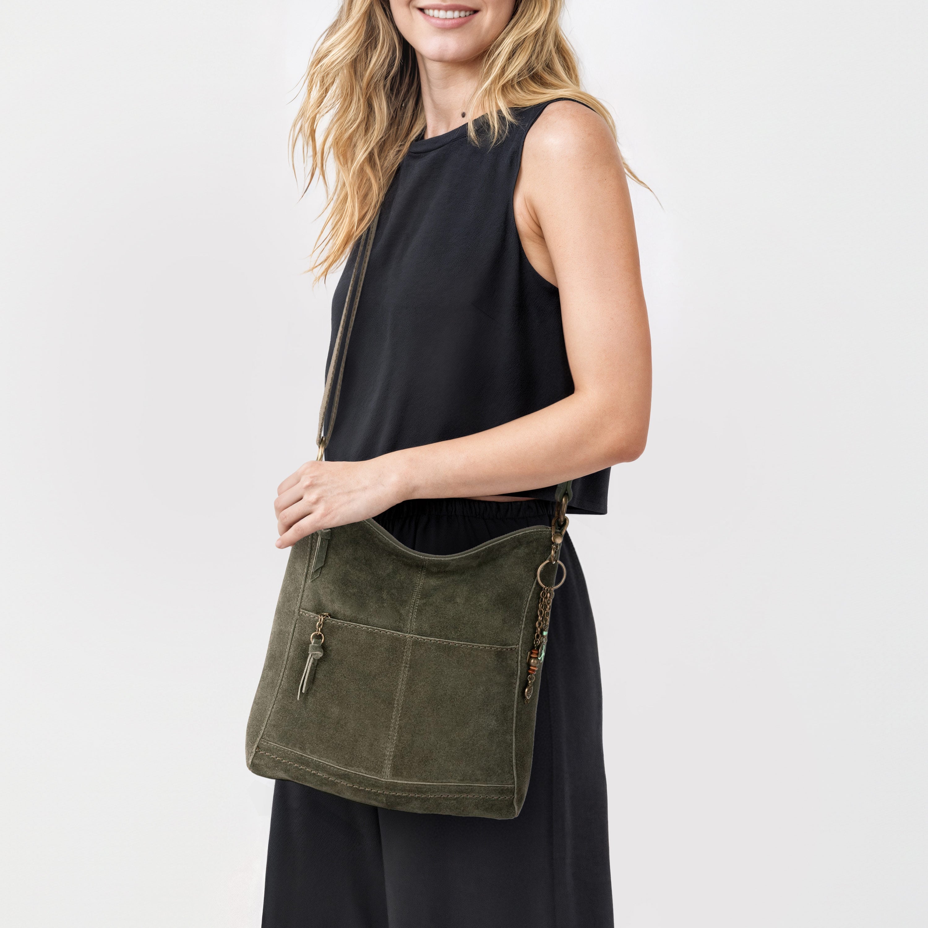 The Sak Lucia Crossbody - Leather - Moss Suede