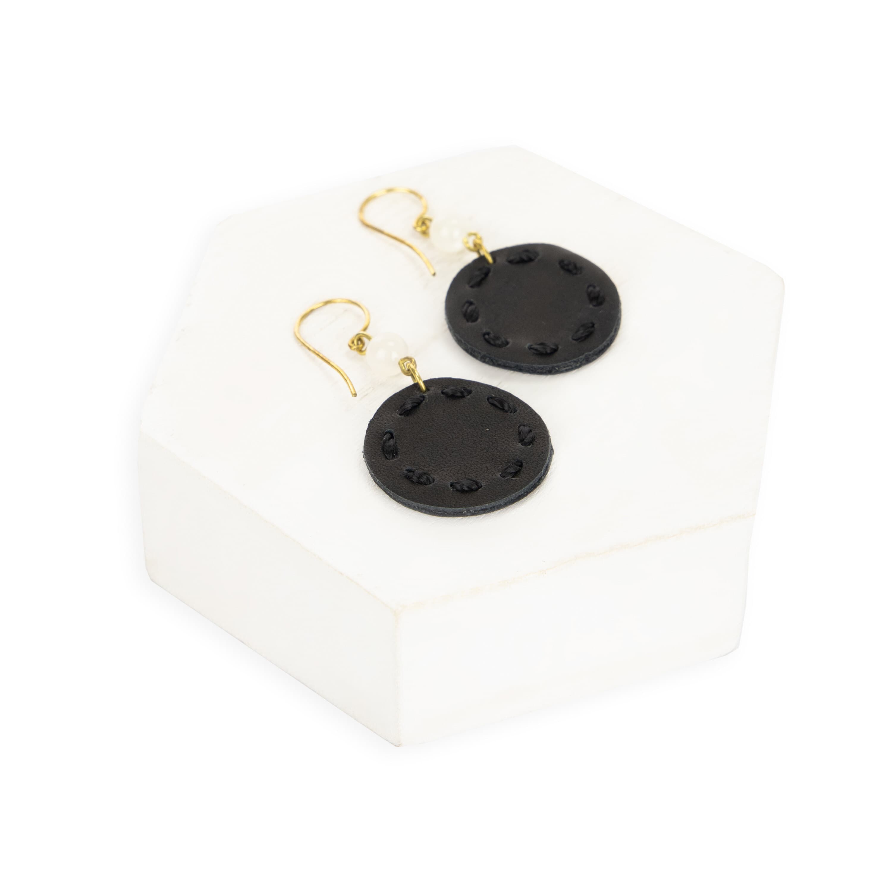 The Sak Jasper Disc Earrings - Stone - Black