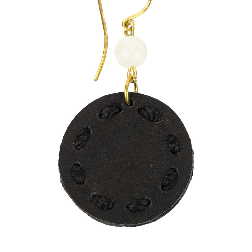 The Sak Jasper Disc Earrings - Stone - Black