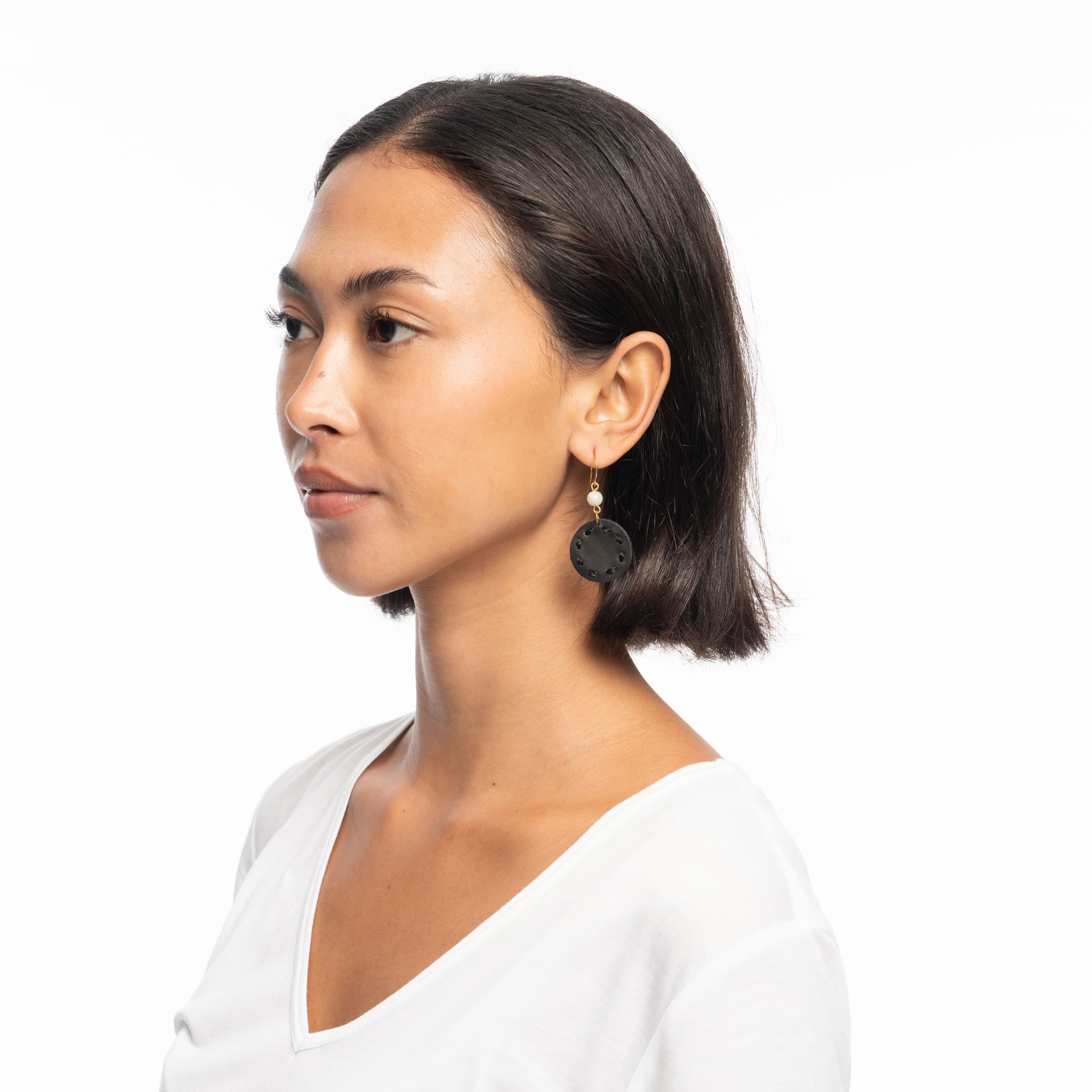 The Sak Jasper Disc Earrings - Stone - Black
