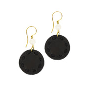 Jasper Disc Earrings - Stone - Black