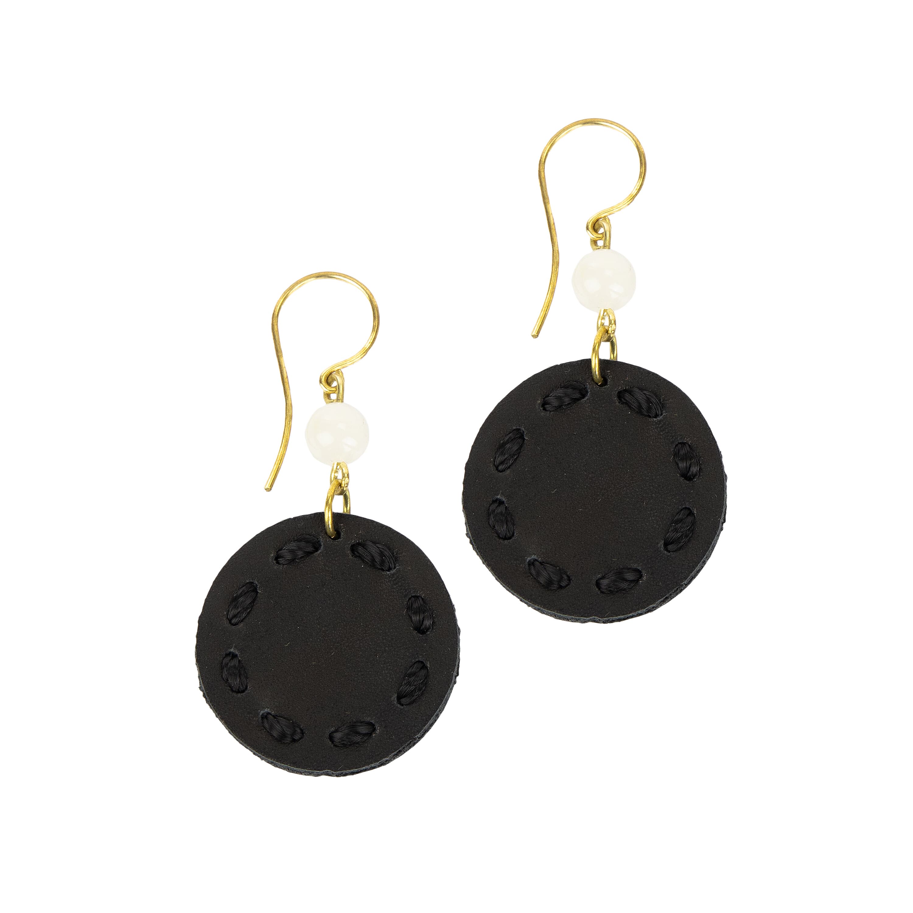 The Sak Jasper Disc Earrings - Stone - Black