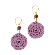 Jasper Disc Earrings - Hand Crochet - Heather