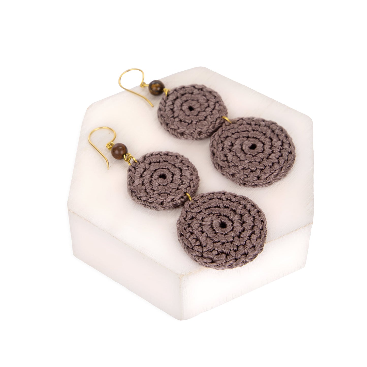 The Sak Jasper Double Disc Earrings - |Mushroom|