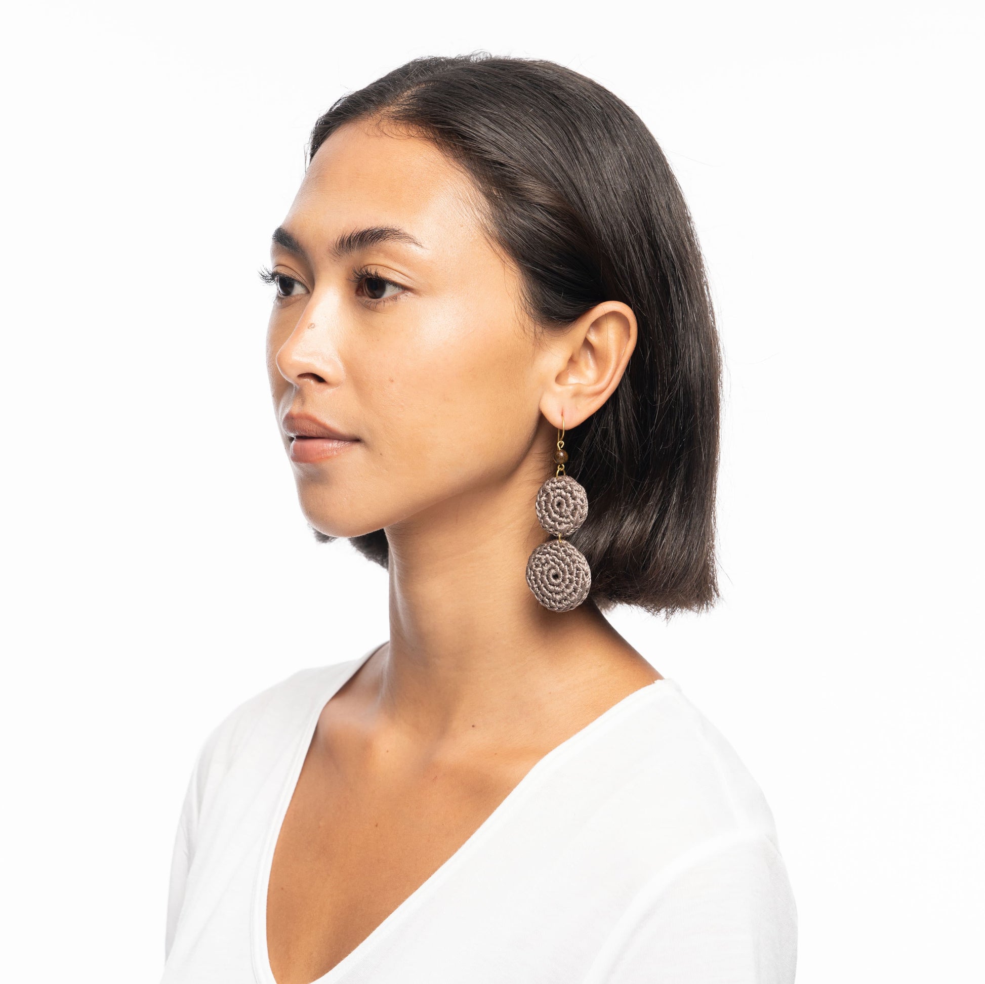 The Sak Jasper Double Disc Earrings - |Mushroom|