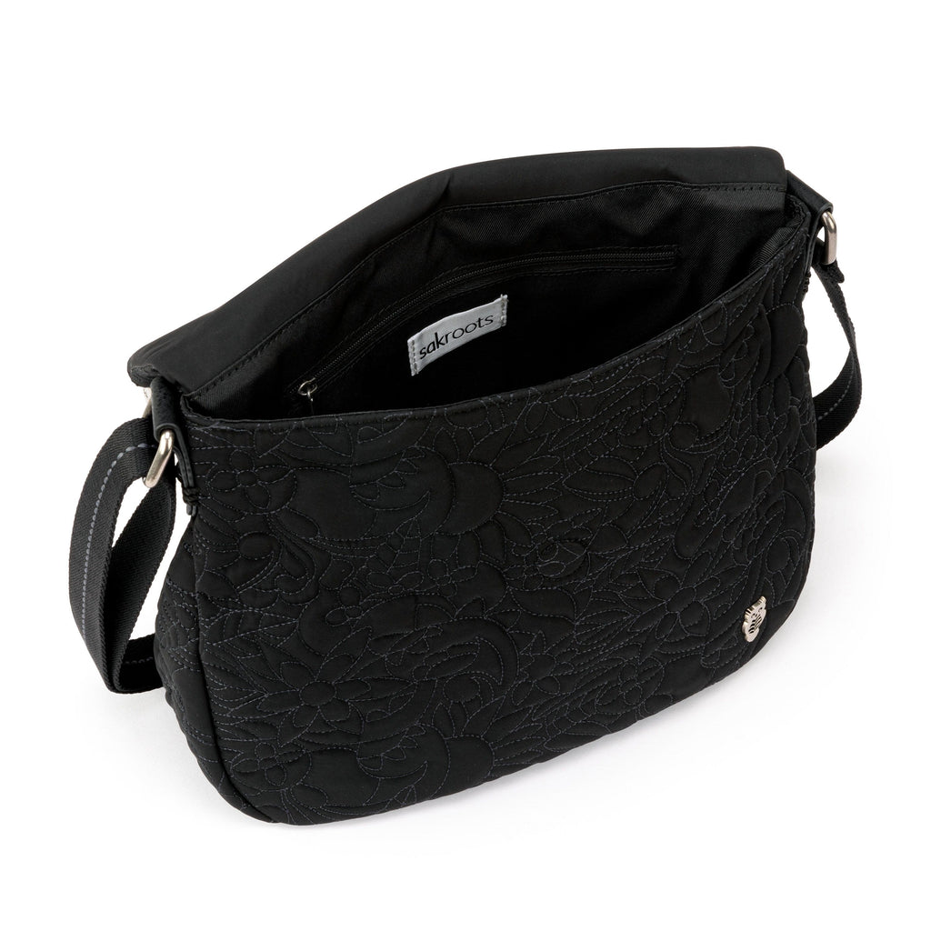 Sakroots Foldover Crossbody - EcoTwill - Black Spirit Desert Quilted