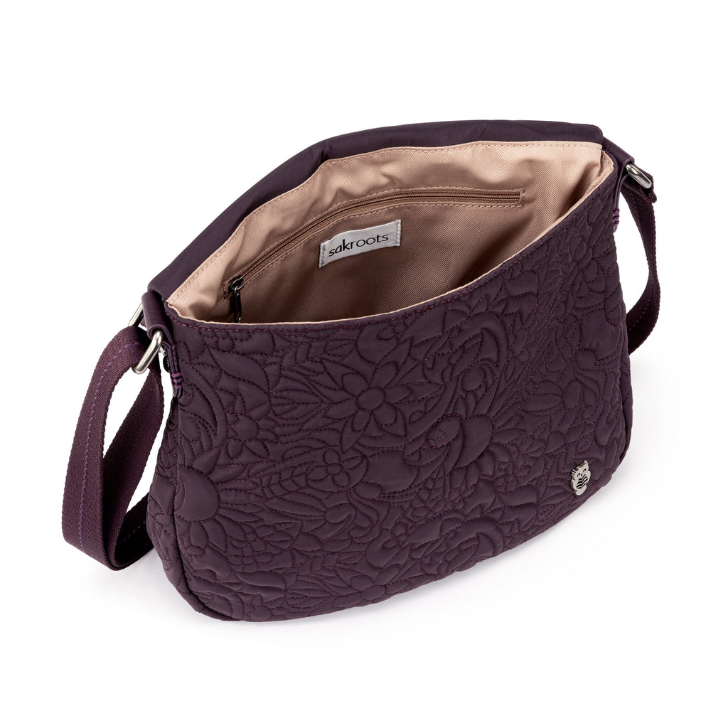 Sakroots Foldover Crossbody - EcoTwill - Aubergine Spirit Desert Quilted
