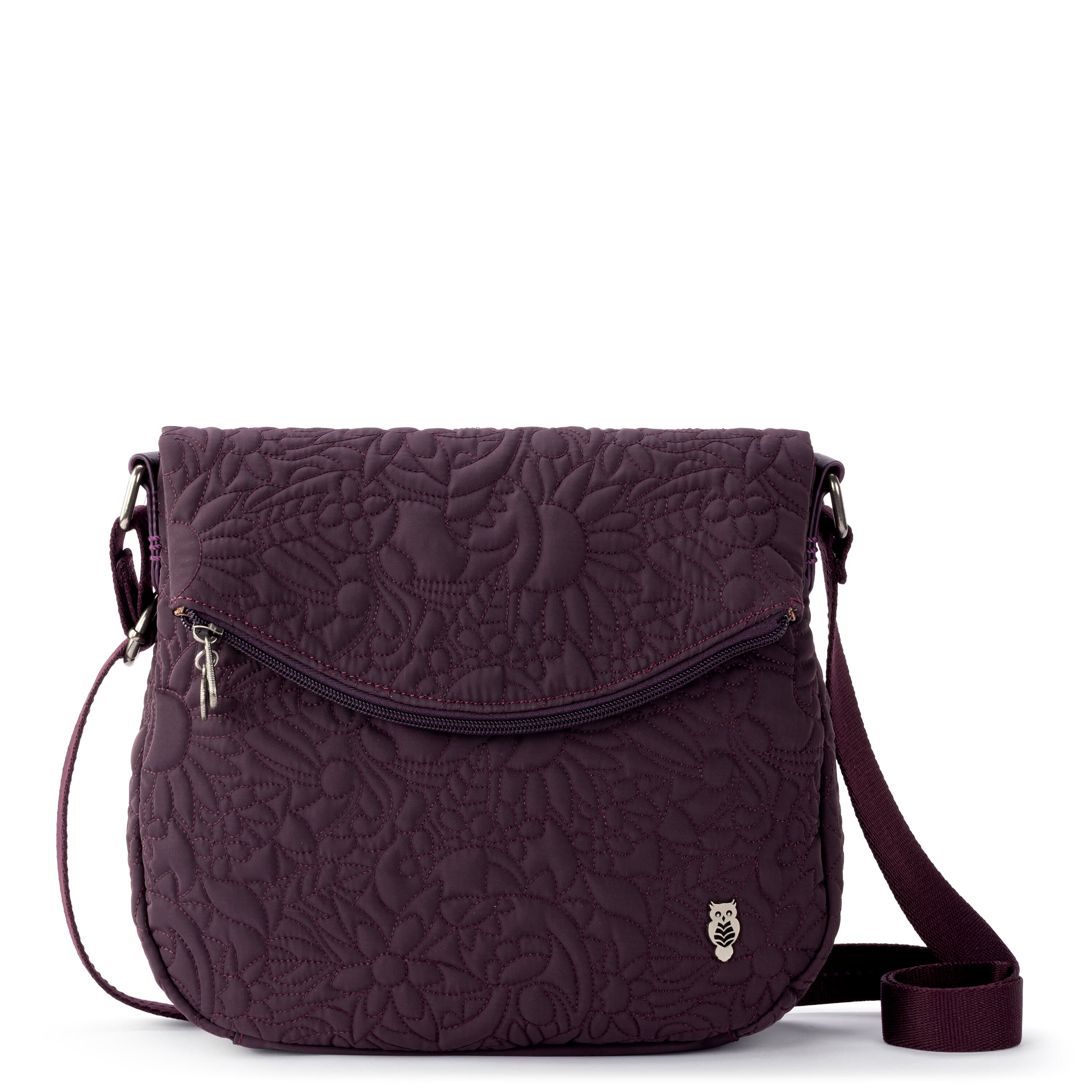 Sakroots Foldover Crossbody - EcoTwill - Aubergine Spirit Desert Quilted