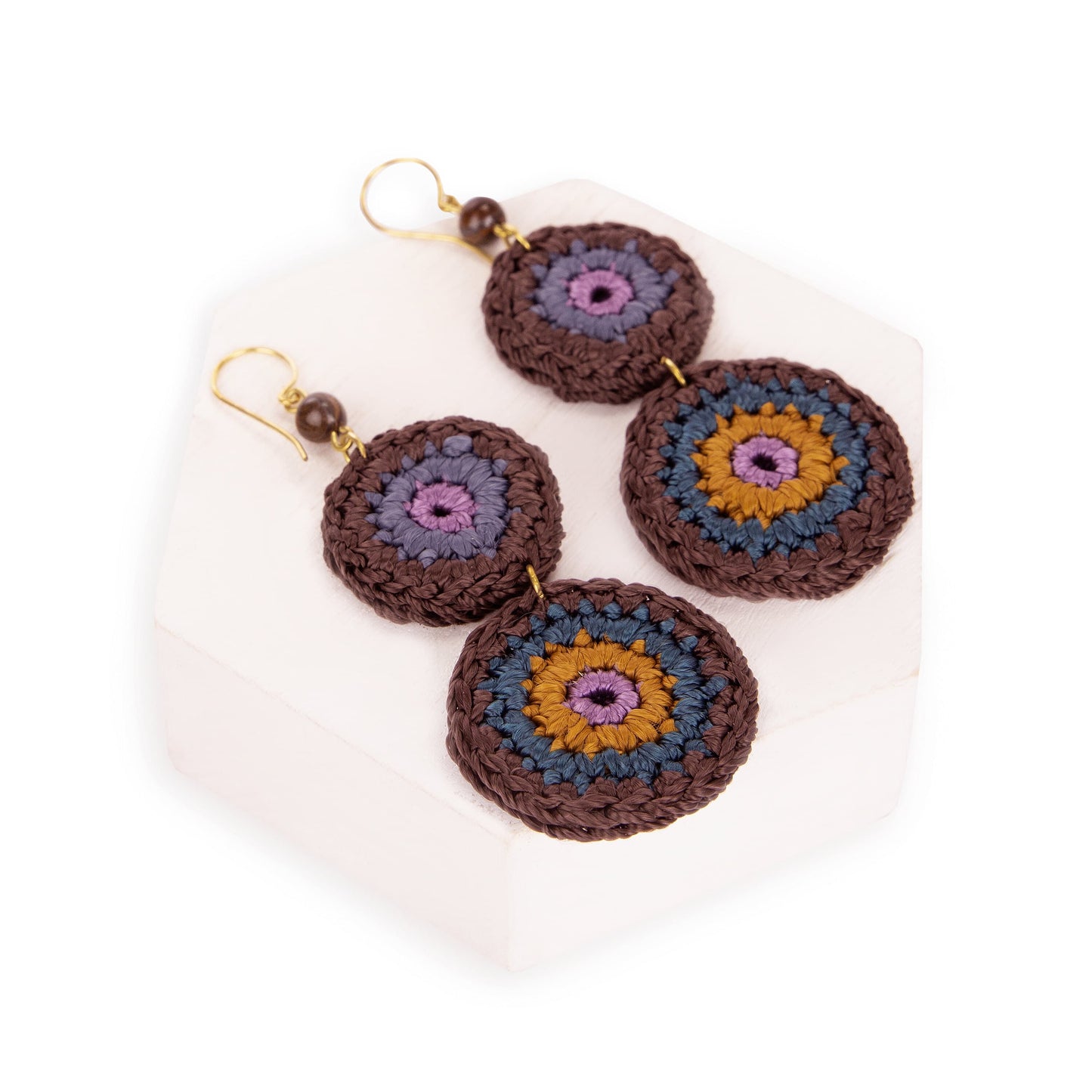 The Sak Jasper Double Disc Earrings - |Brown Stripe|