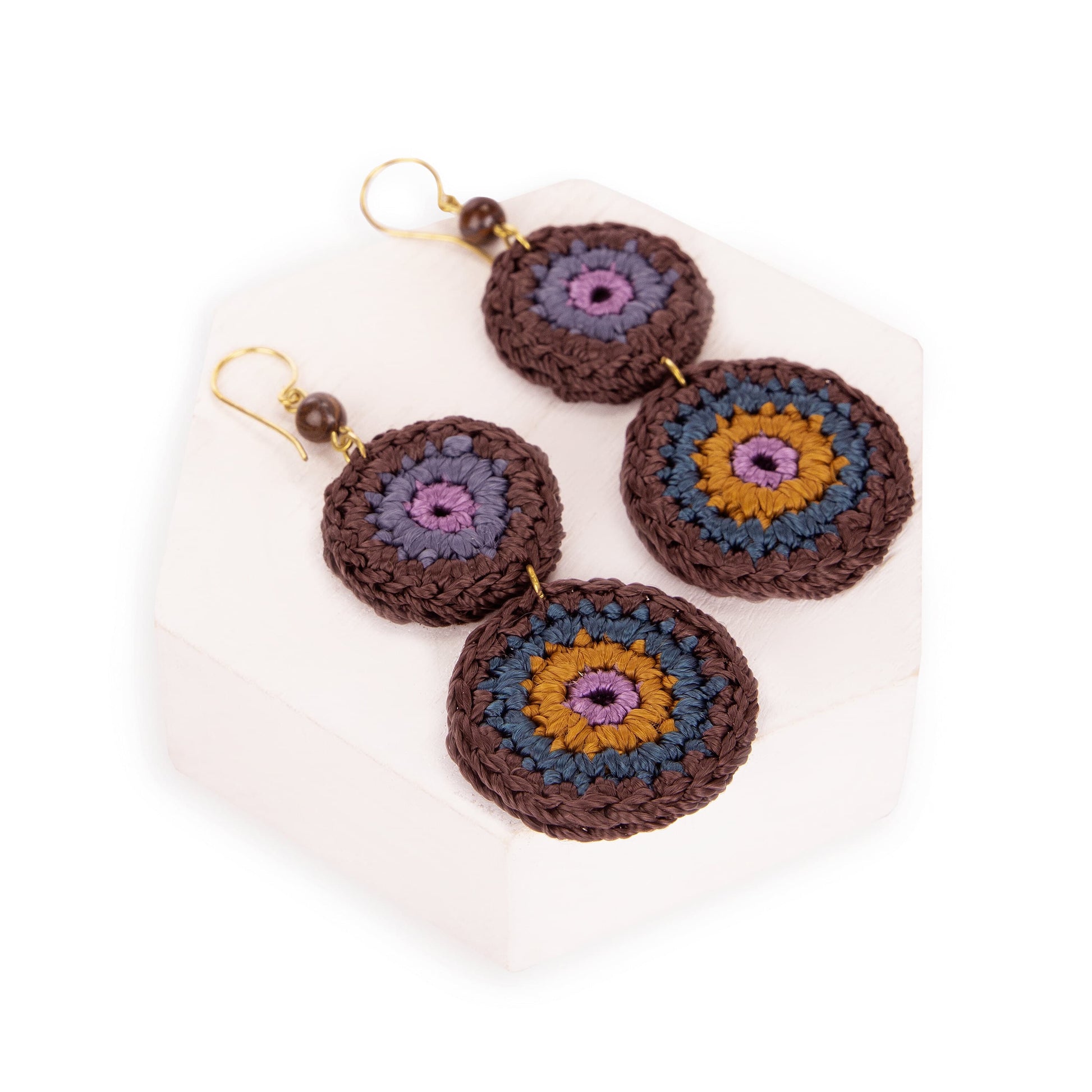 The Sak Jasper Double Disc Earrings - |Brown Stripe|