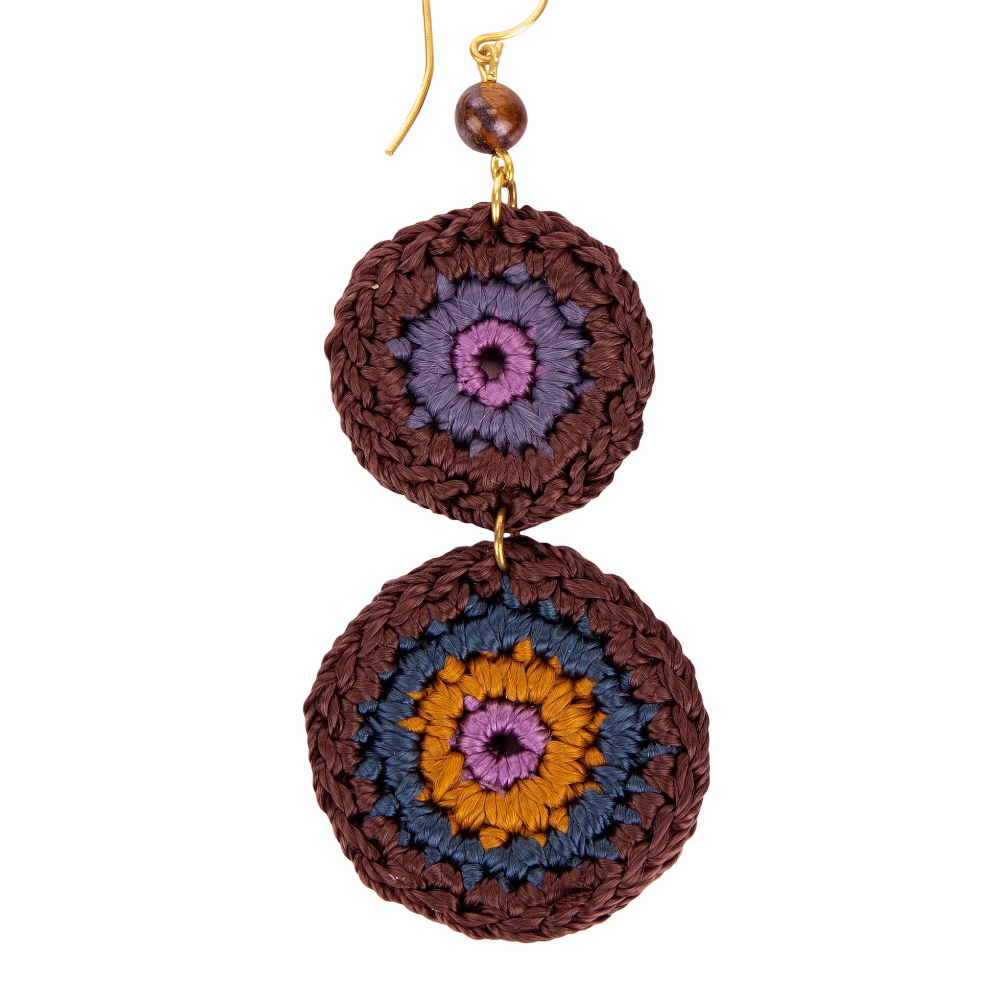 The Sak Jasper Double Disc Earrings - |Brown Stripe|
