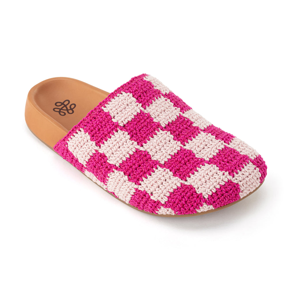 The Sak Bolinas Clog - Hand Crochet - Pink Check