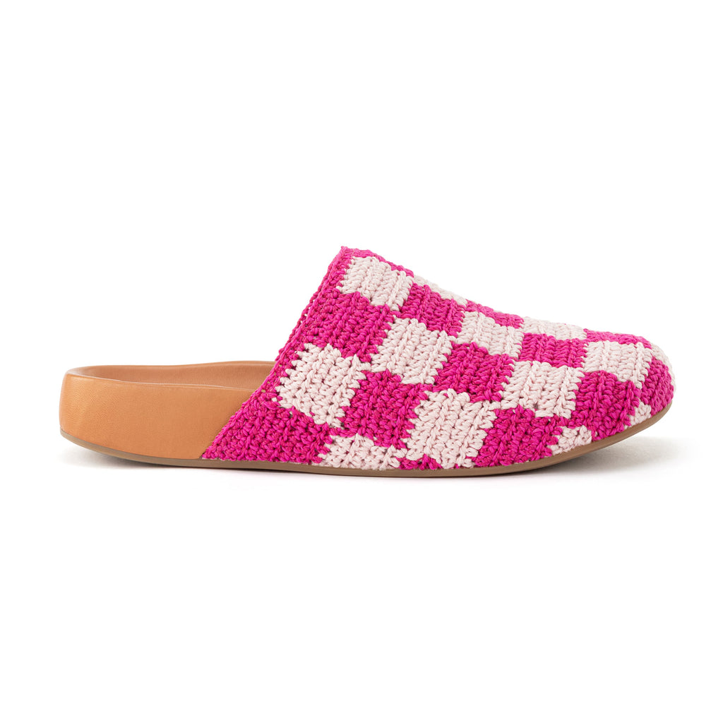 The Sak Bolinas Clog - Hand Crochet - Pink Check